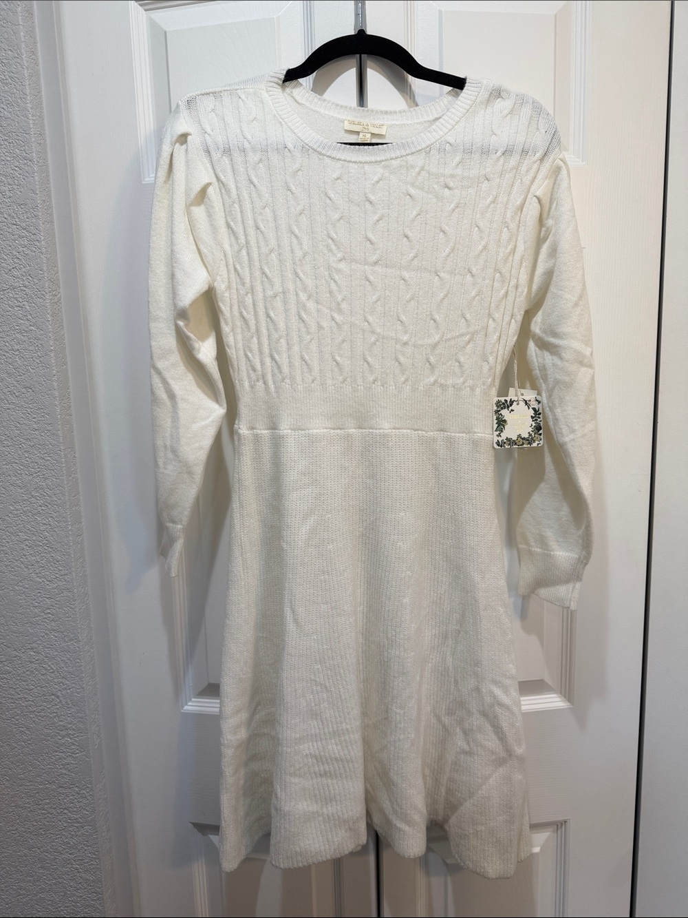 Chelsea & Violet Girl’s Cable Knit Cream Sweater Dress Size XL NWT